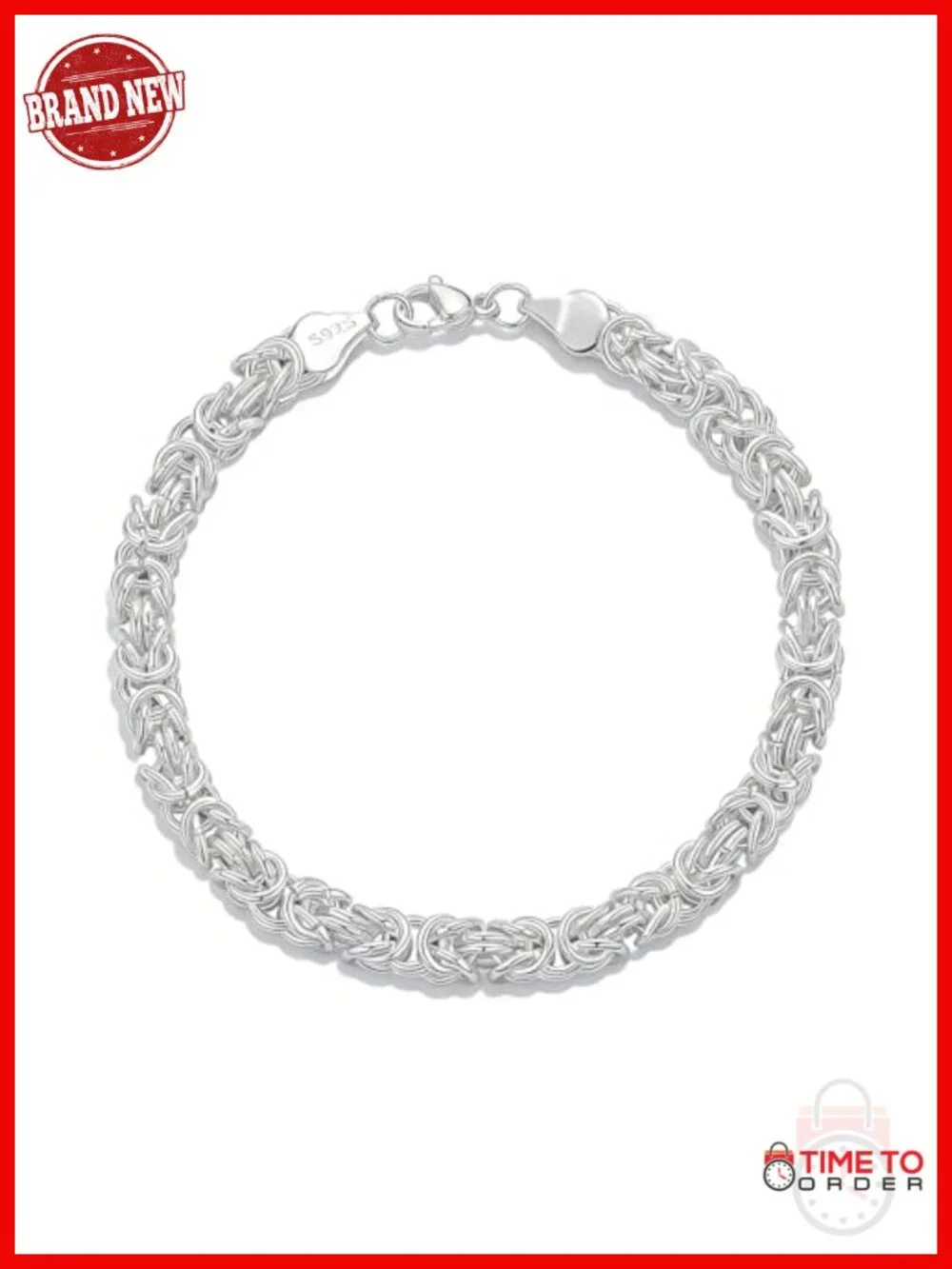 Byzantine 925 Sterling Silver Link Bracelet Women Jewelry